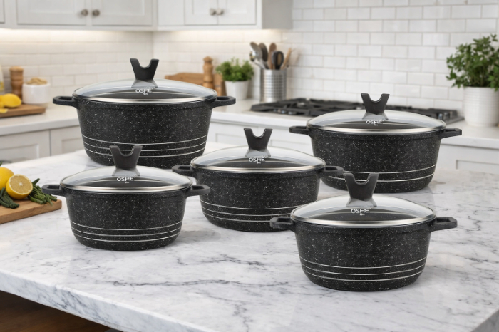 OSFÉ Granite Non-Stick Cookware Set – 10 Piece Premium Cooking Pot Set