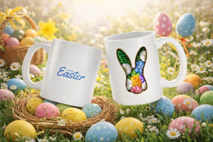 Colorful Egg Bunny Head Mug