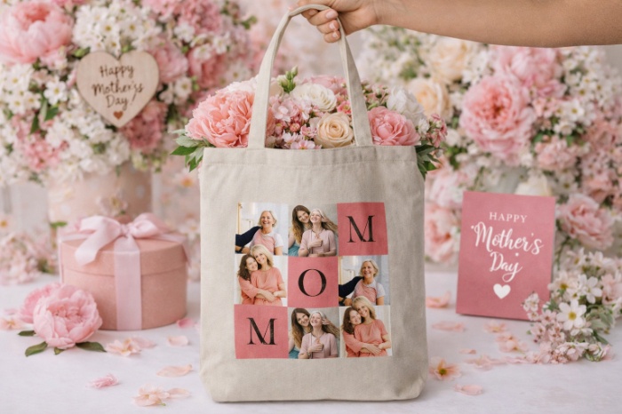 Mom Memories Personalized Photo Tote Bag