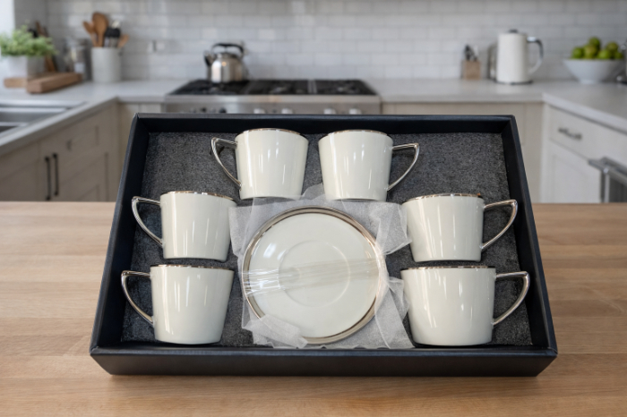 Elegant Silver Rim Coffee Set