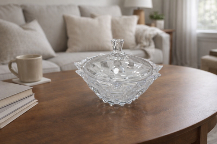 Crystal Elegance Candy Bowl with Lid