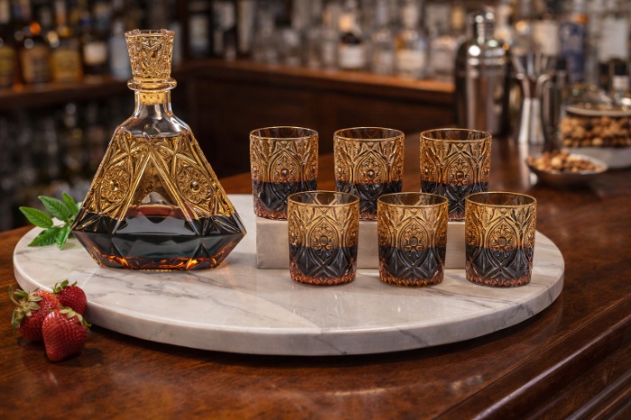 Amber Luxe Decanter Set – 7 Pieces