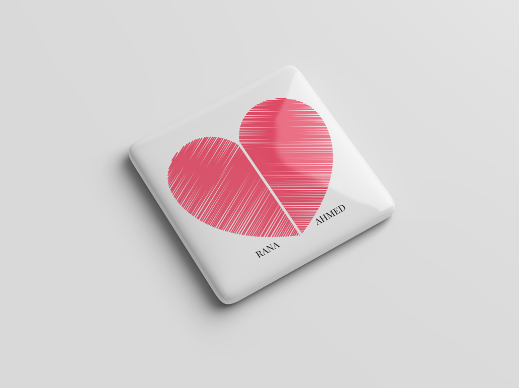 Personalized Split Heart Love Magnet
