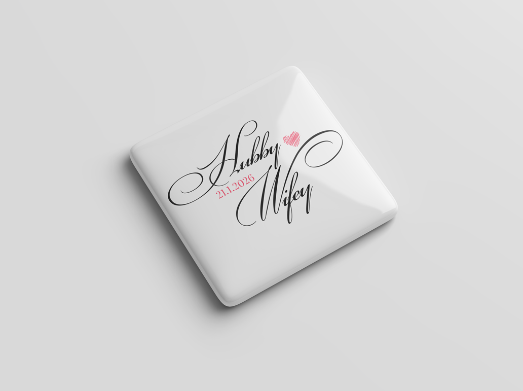 Hubby & Wifey Personalized Date Magnet