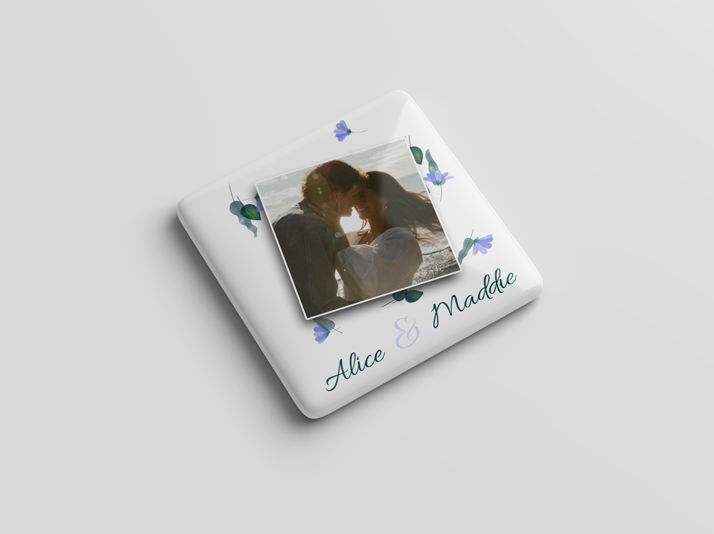 Personalized Floral Photo Love Magnet