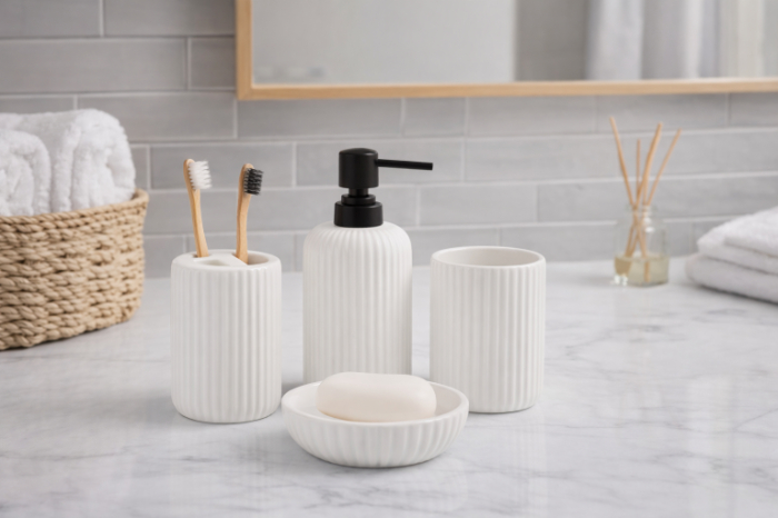 Bathlux Classic Ribbed Bathroom Set