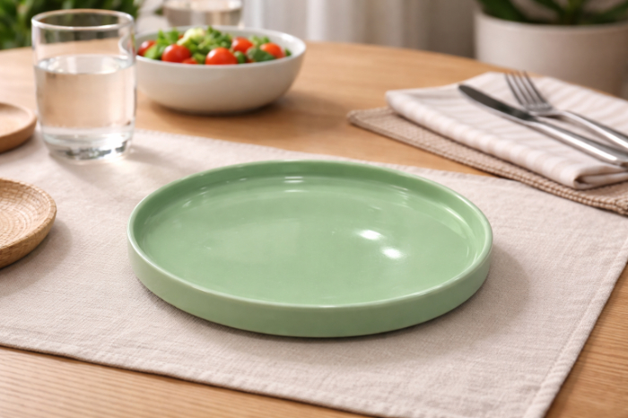 Minimalist Round Serving Plate – Soft Green