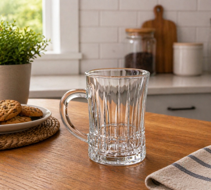 CrystalLine Ribbed Glass Mug