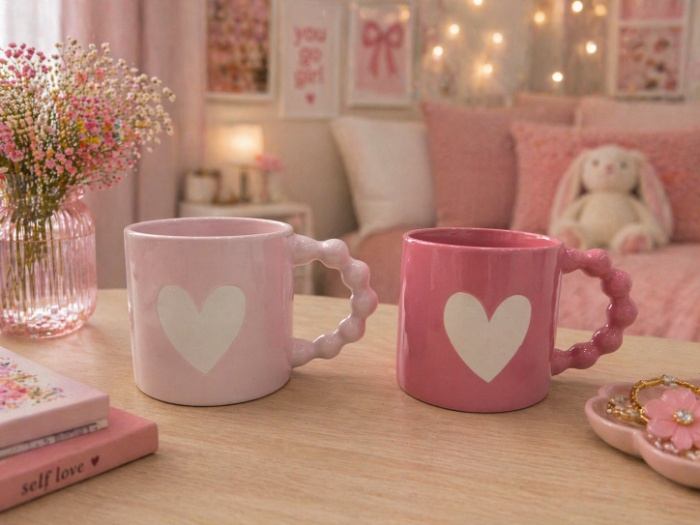 Sweetheart Bubble Handle Mug – Pink Collection