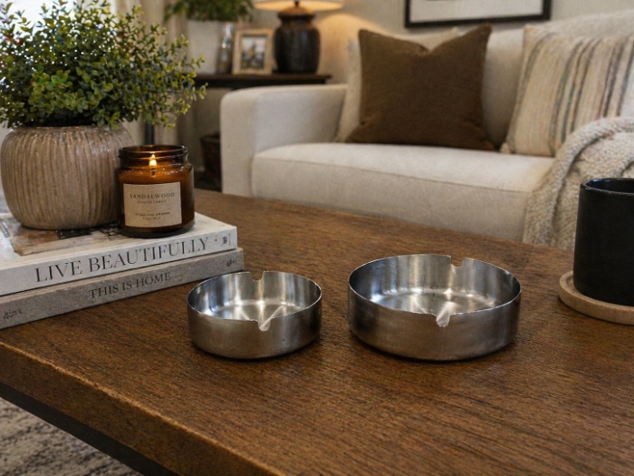 Stainless Steel Ashtray Set (8 cm & 12 cm)