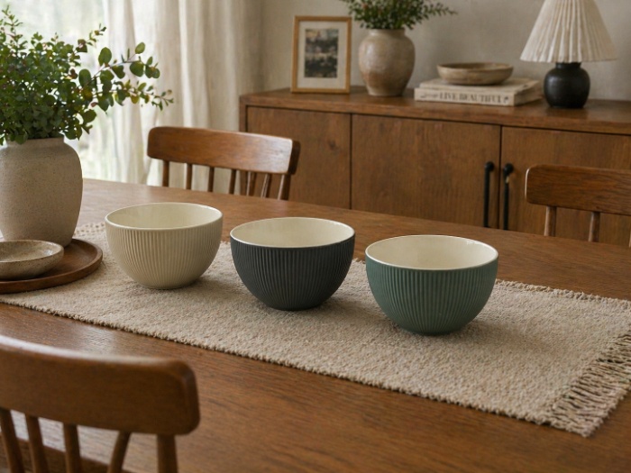 Ribbed Ceramic Bowl