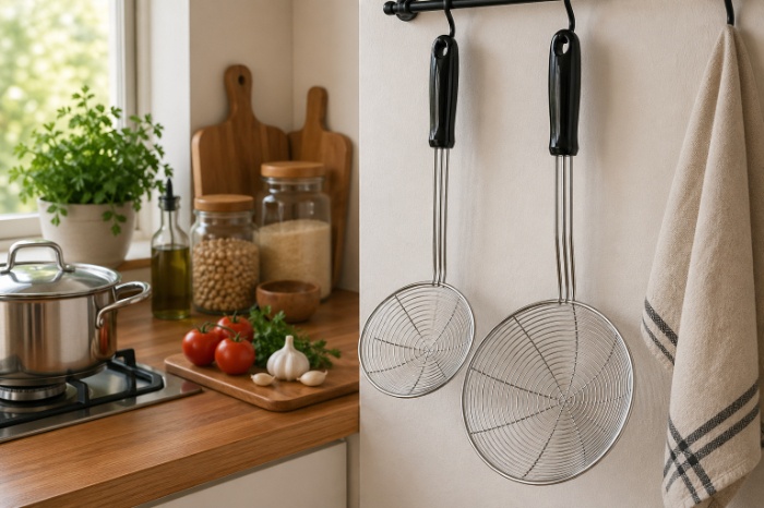 Stainless Steel Skimmer Ladle Set – 2 Sizes (Medium & Large)