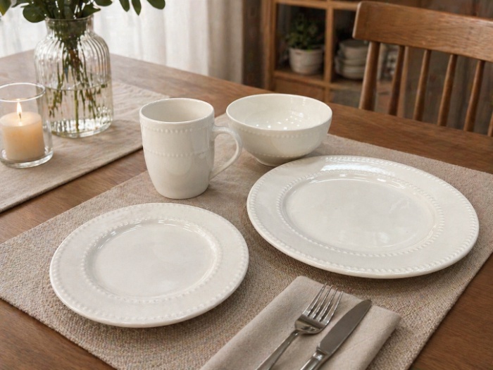 Elegant Pearl Rim Dinnerware Set
