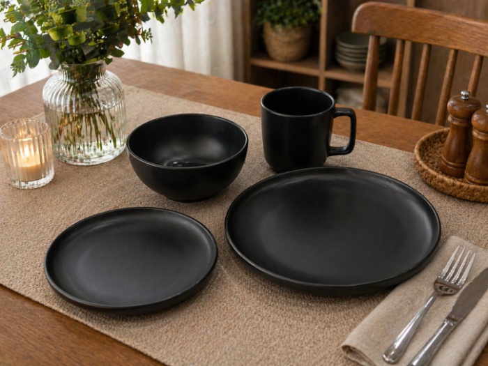 Matte Black Modern Dinnerware Set
