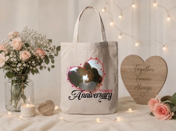 Eternal Love Custom Photo Anniversary Tote Bag