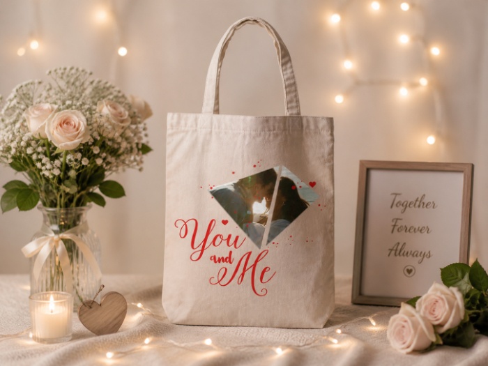 You & Me Custom Love Tote Bag