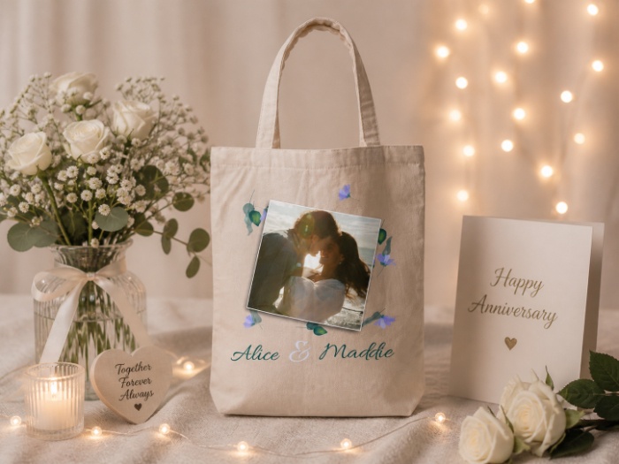 Custom Names Love Photo Tote Bag