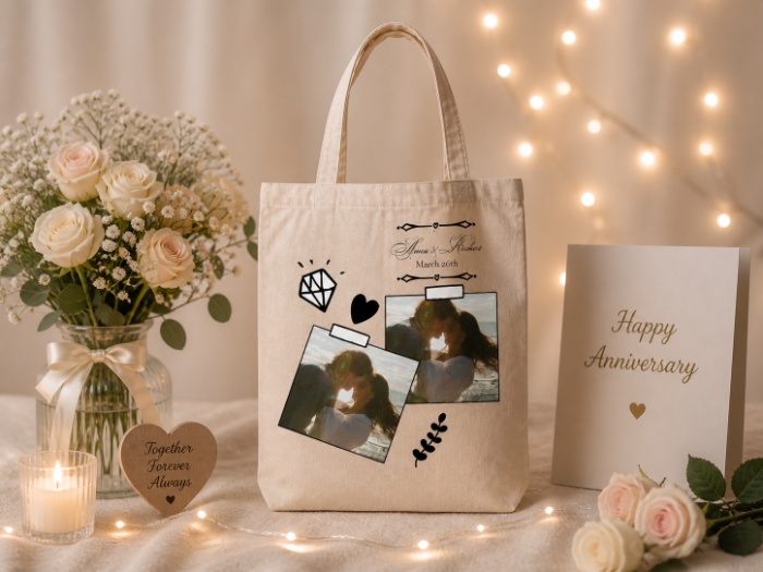 Custom Date Love Story Tote Bag