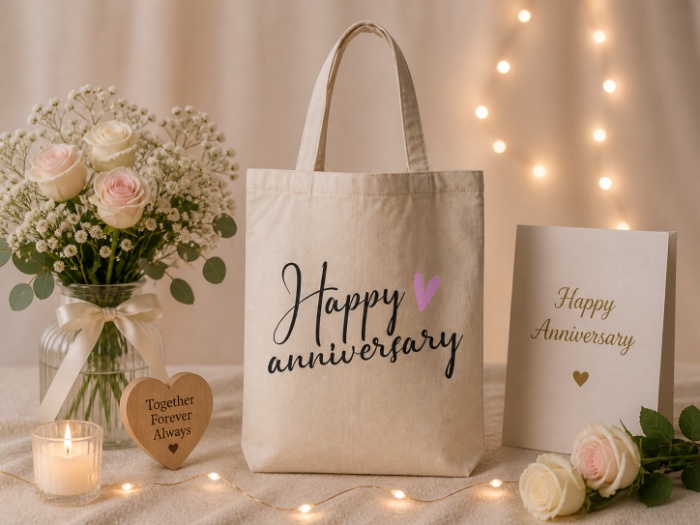 Elegant Happy Anniversary Tote Bag