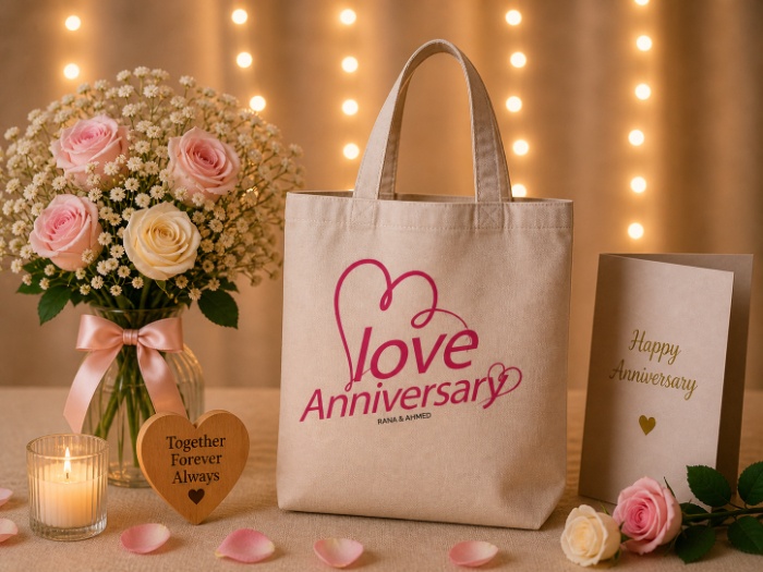 Love Anniversary Names Tote Bag