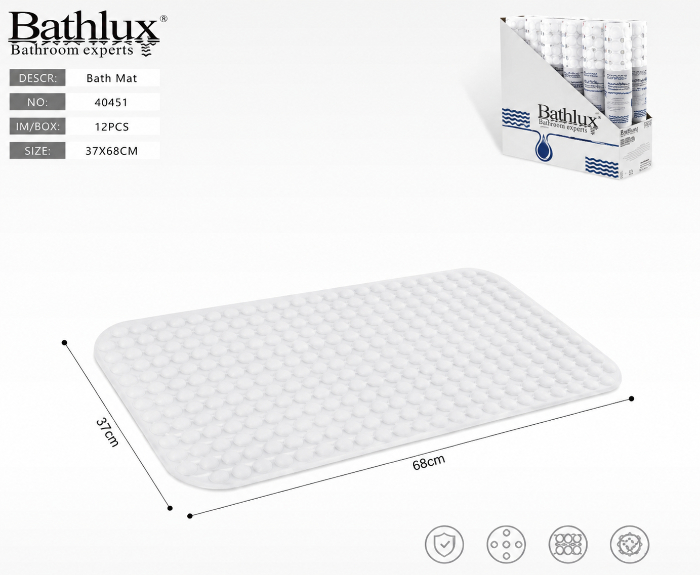 BathLux Anti-Slip PVC Bathtub Mat – 3 Colors