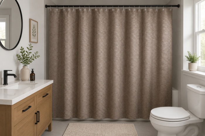 BathLux Honeycomb Waterproof Shower Curtain with Rings – 180×180 cm