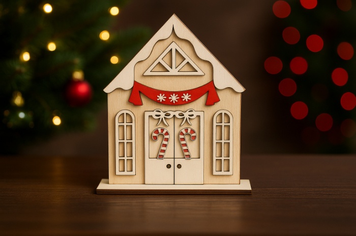 Wooden Christmas Candy House Decoration