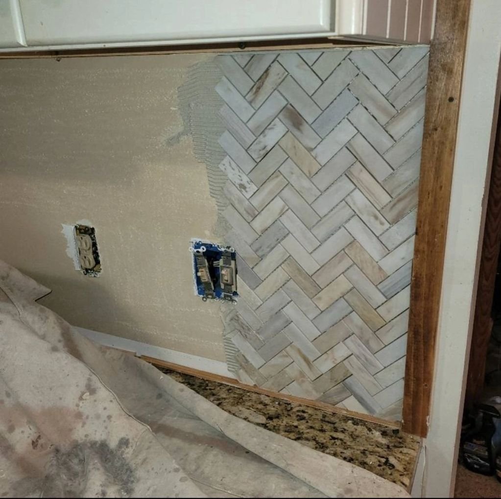 herringbone marble backsplash — sorin ciupeiu