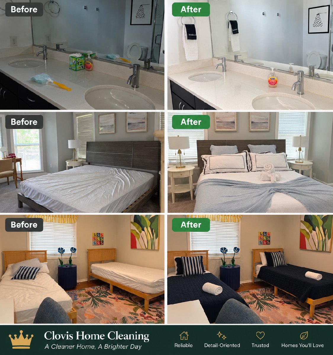 Project Name:Professional Home CleaningDescription:Detailed home cleaning including kitchen, bathroom, bedrooms, dusting, vacuuming, mopping, and organizing. I focus on leaving every space clean, fresh, and ready for the client. — Juline Wagnac