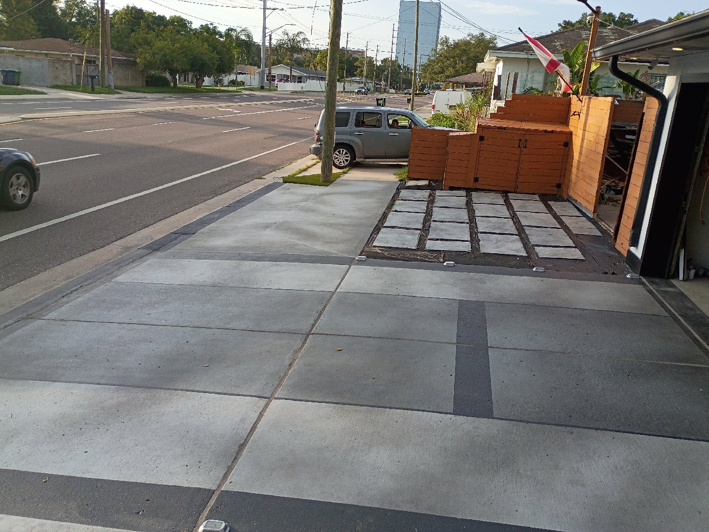 Modern Two-Tone Concrete Driveway Staining — Michelle Williams