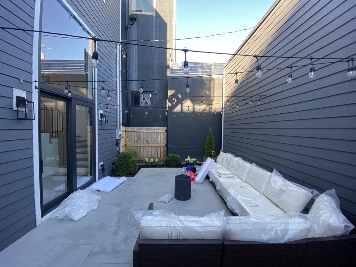 backyard couch assembly + Lights setup — Fenil Gandhi