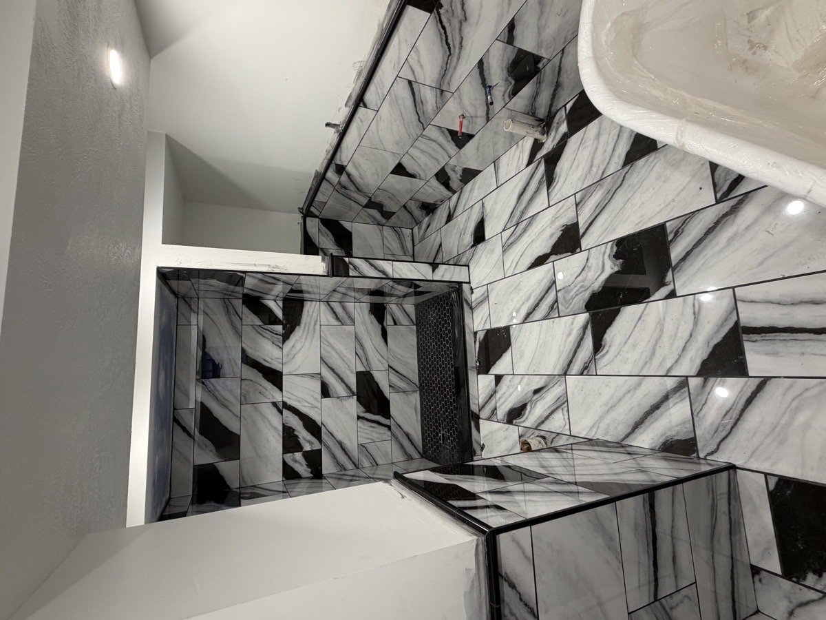 bathroom floor wall and shower install — Dominic Boscarello
