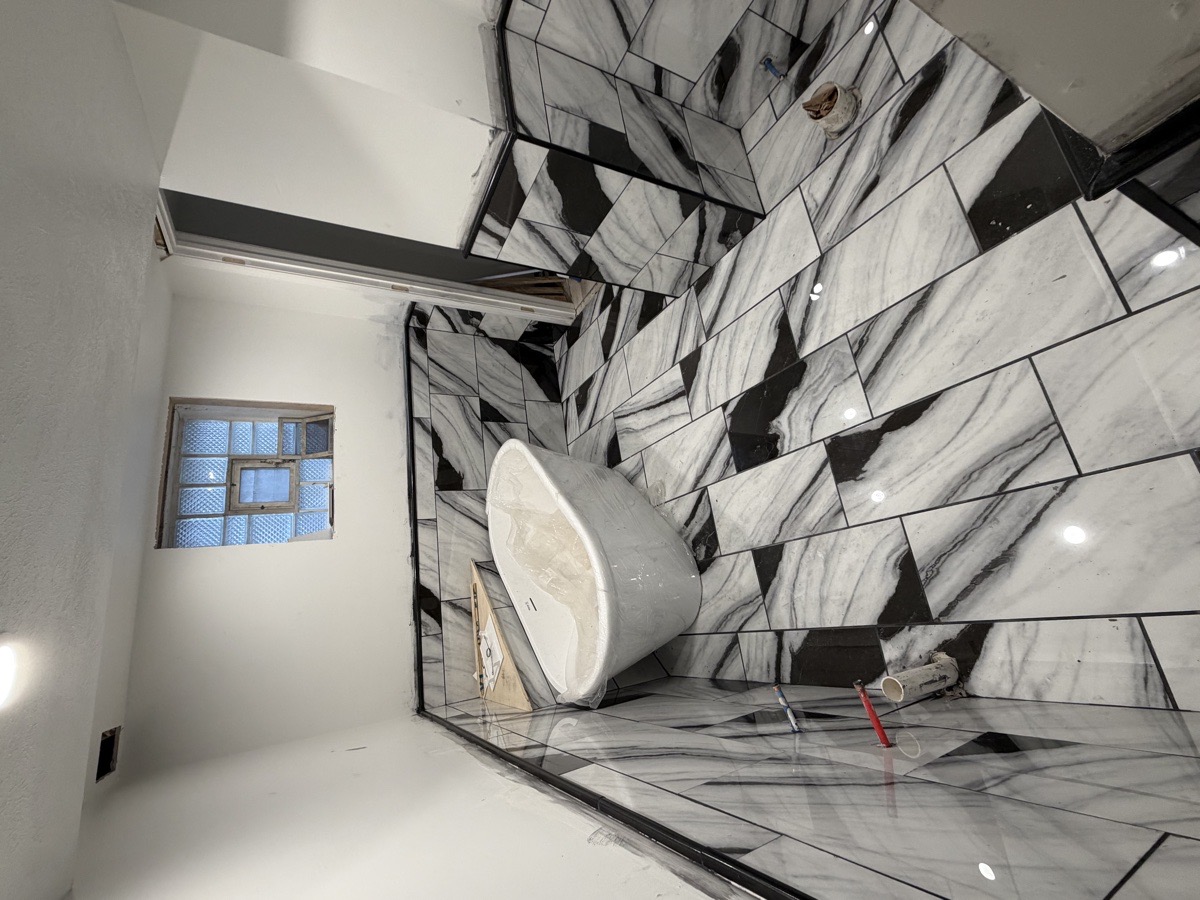bathroom floor wall and shower install — Dominic Boscarello