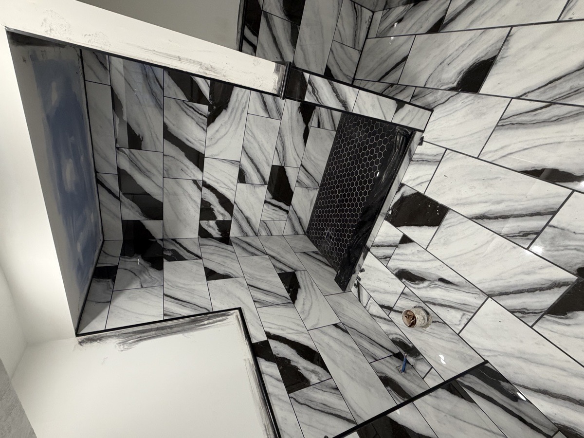 bathroom floor wall and shower install — Dominic Boscarello