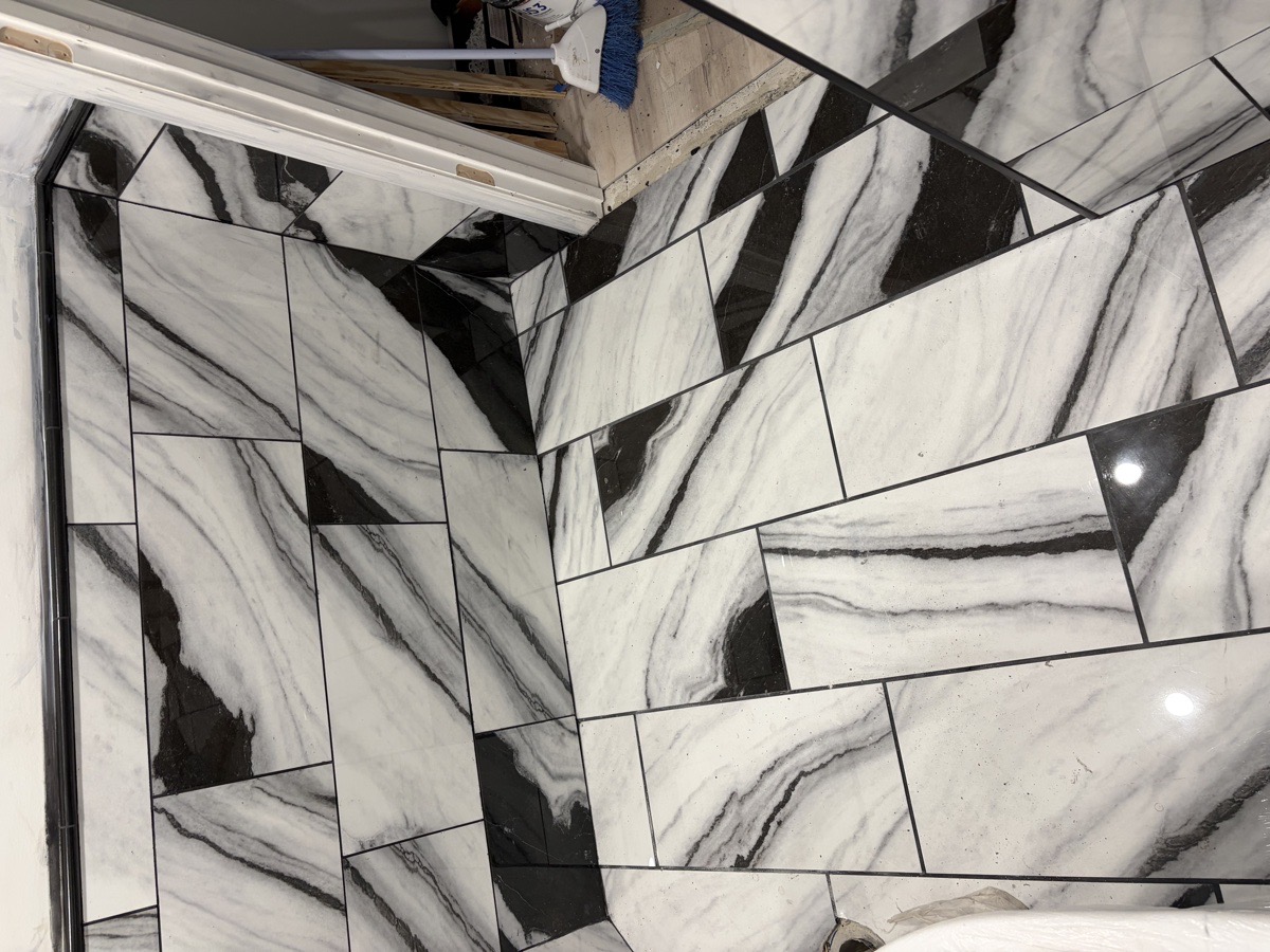 bathroom floor wall and shower install — Dominic Boscarello