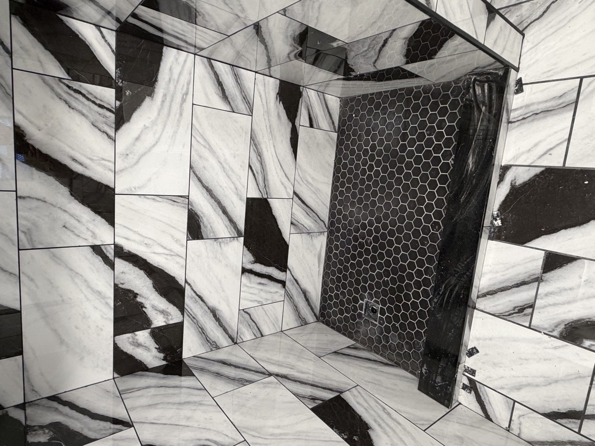 bathroom floor wall and shower install — Dominic Boscarello