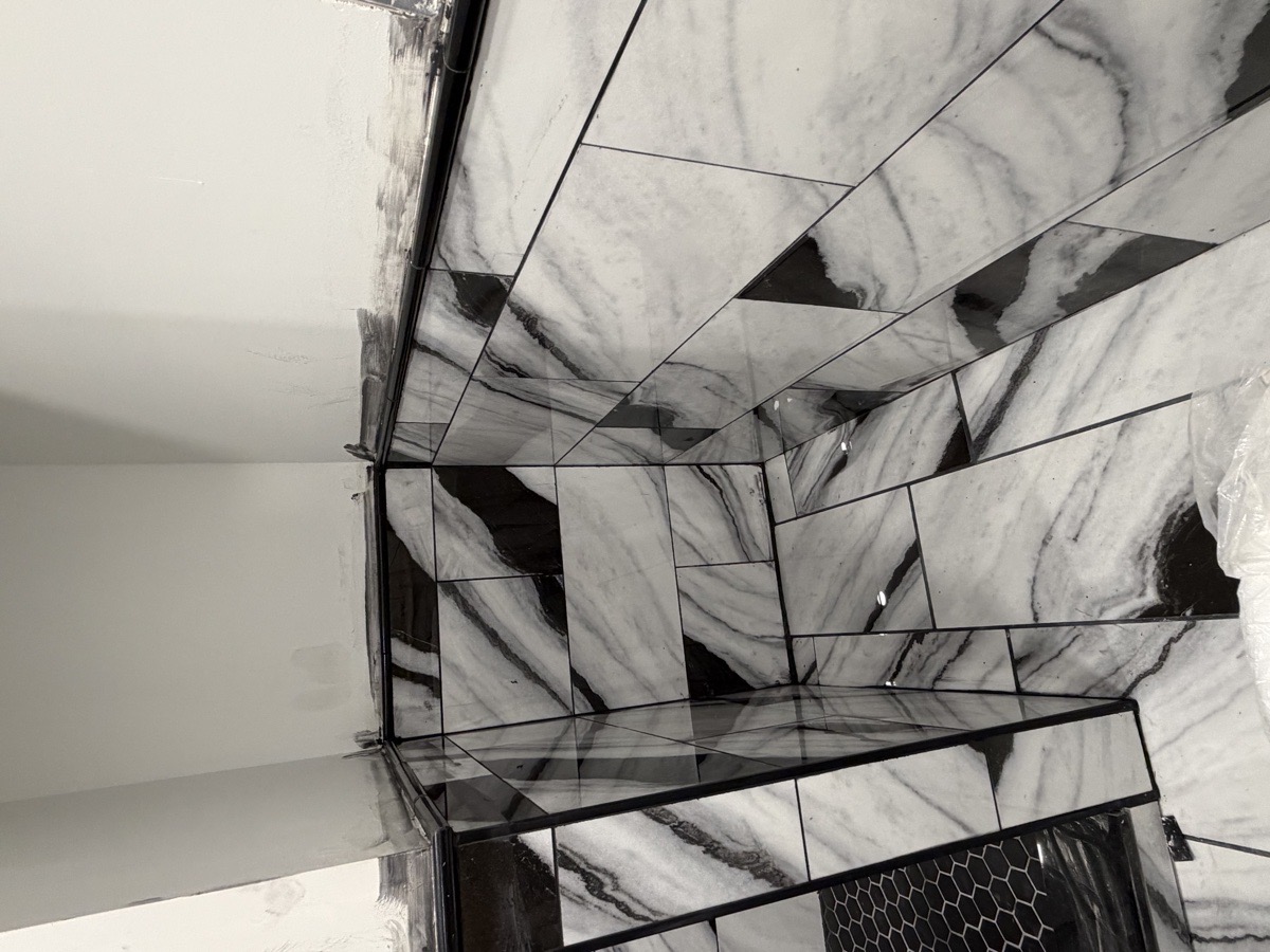 bathroom floor wall and shower install — Dominic Boscarello