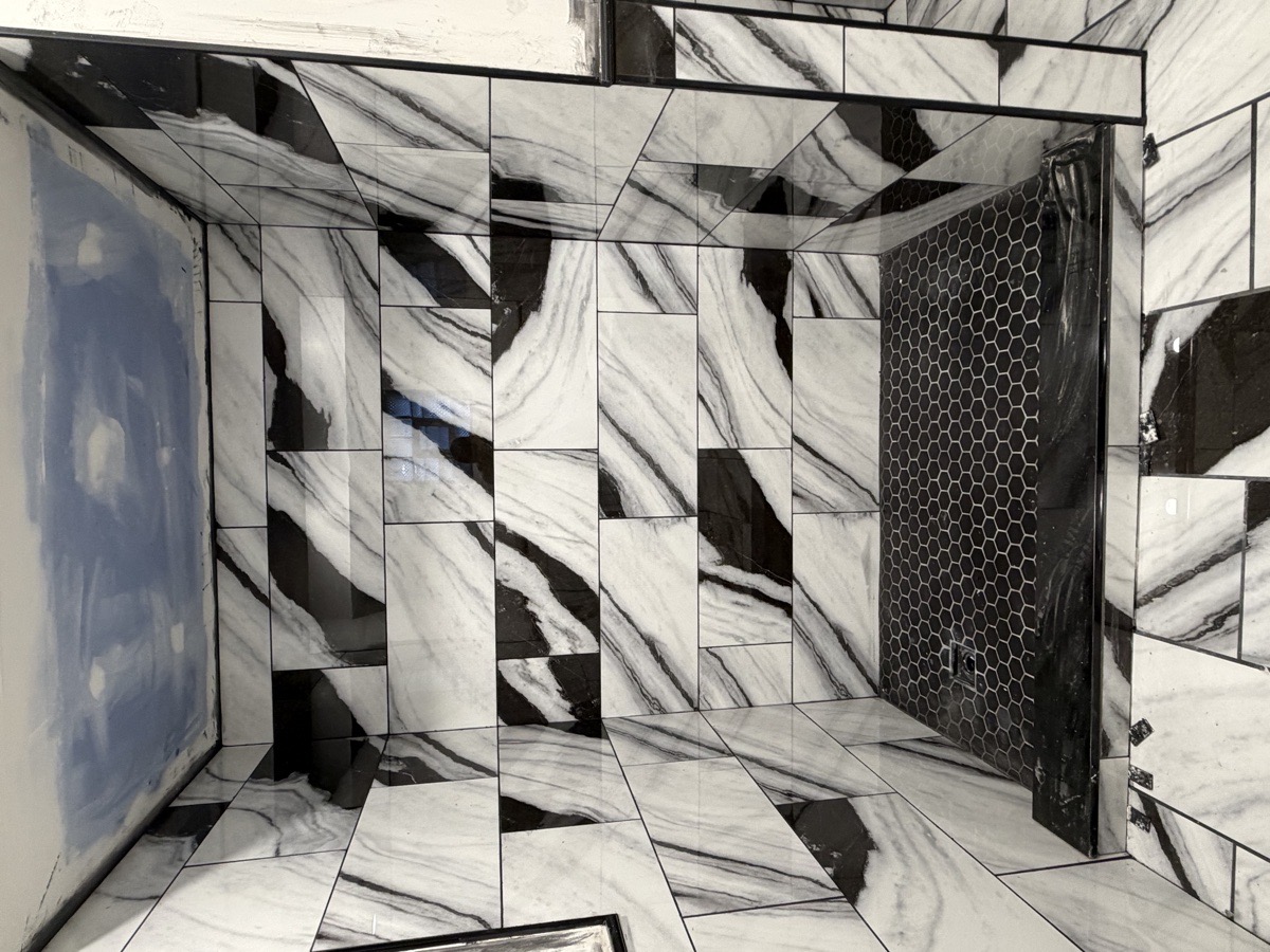 bathroom floor wall and shower install — Dominic Boscarello