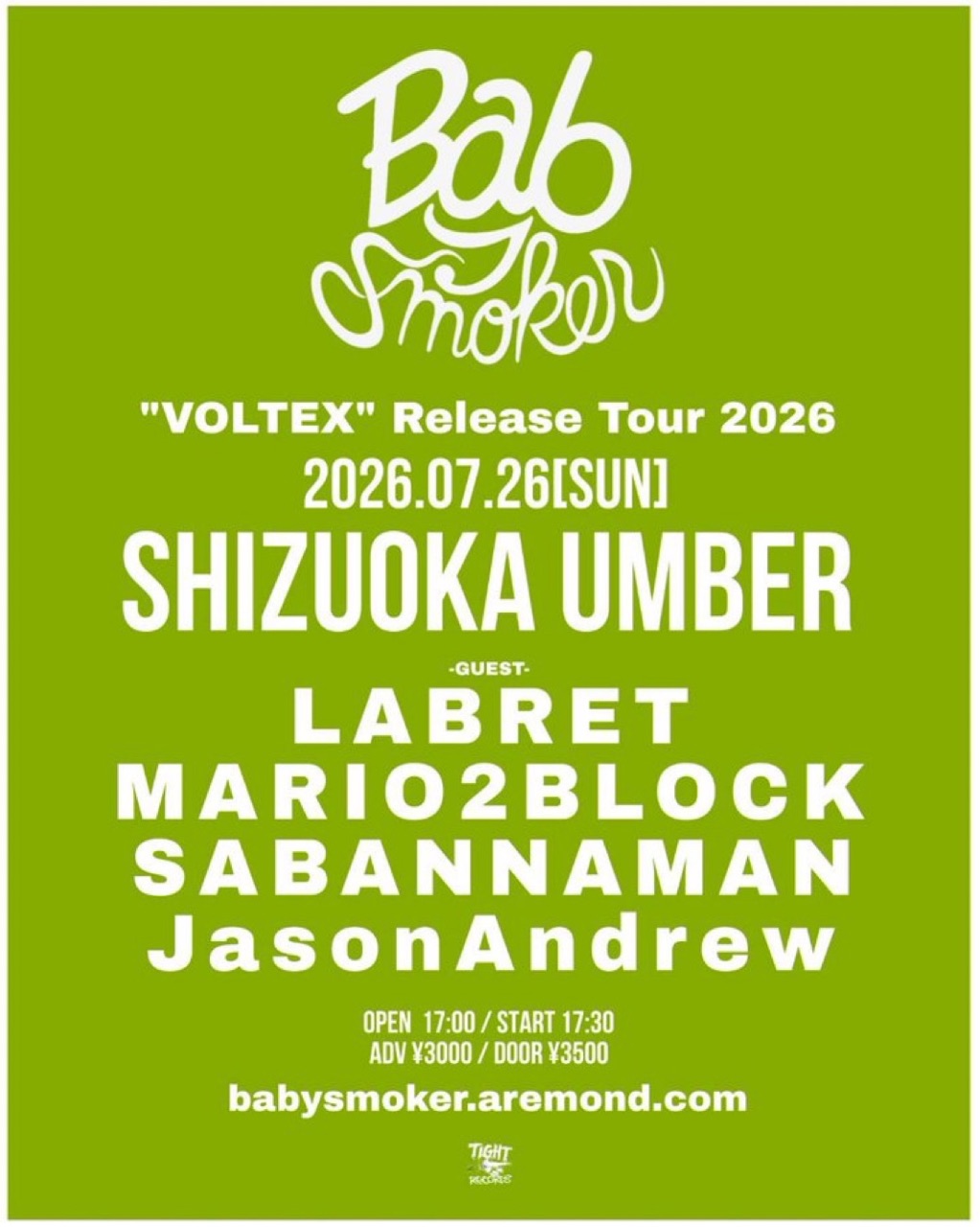 Baby smoker "VOLTEX" Release Tour 2026 写真 1