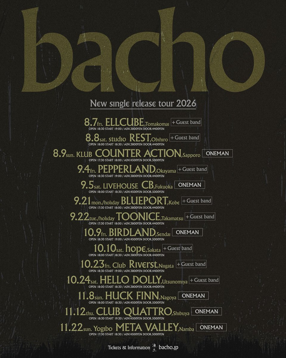 bacho New Single Release Tour 2026 写真 1