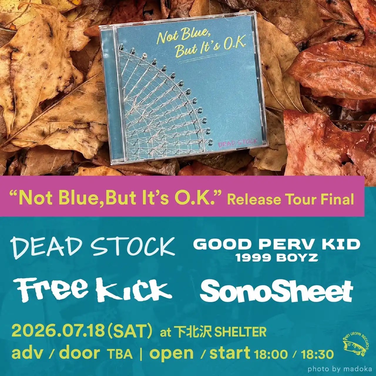 DEAD STOCK 3rd album "Not Blue,But It's O.K."release tour FINAL 写真 1