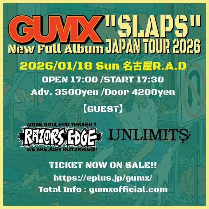 GUMX New Full Album “SLAPS” JAPAN TOUR 2026 写真 1