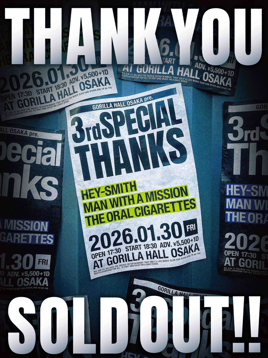 GORILLA HALL OSAKA Pre.“3rd SPECIAL THANKS” 写真 1