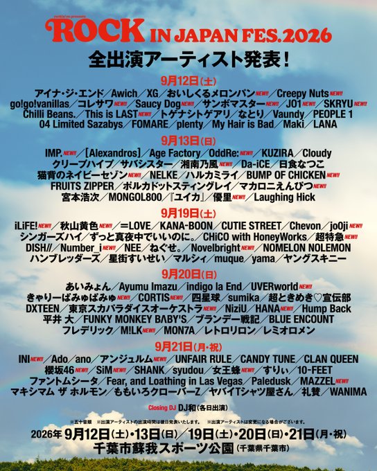 ROCK IN JAPAN FESTIVAL 2026 写真 1