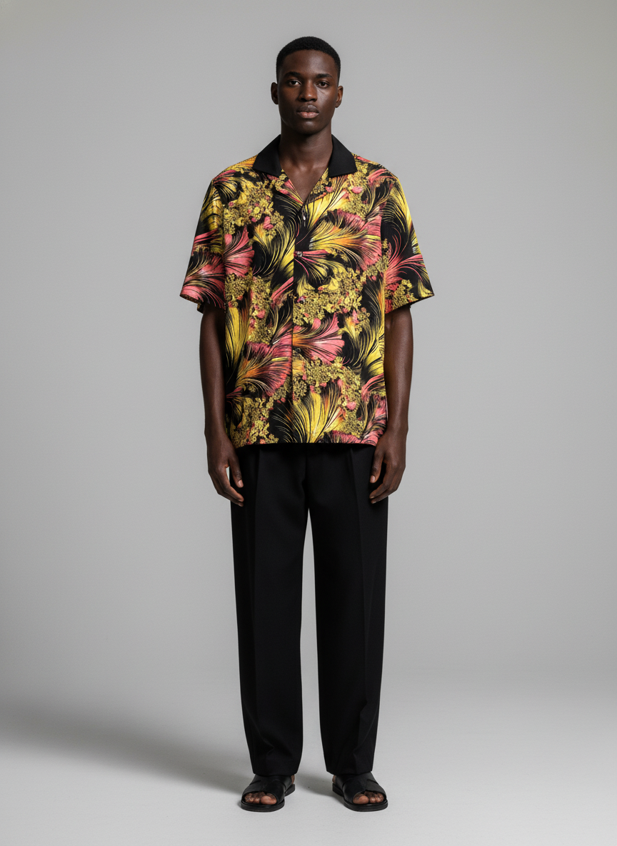 Black collar shirt - Front Full