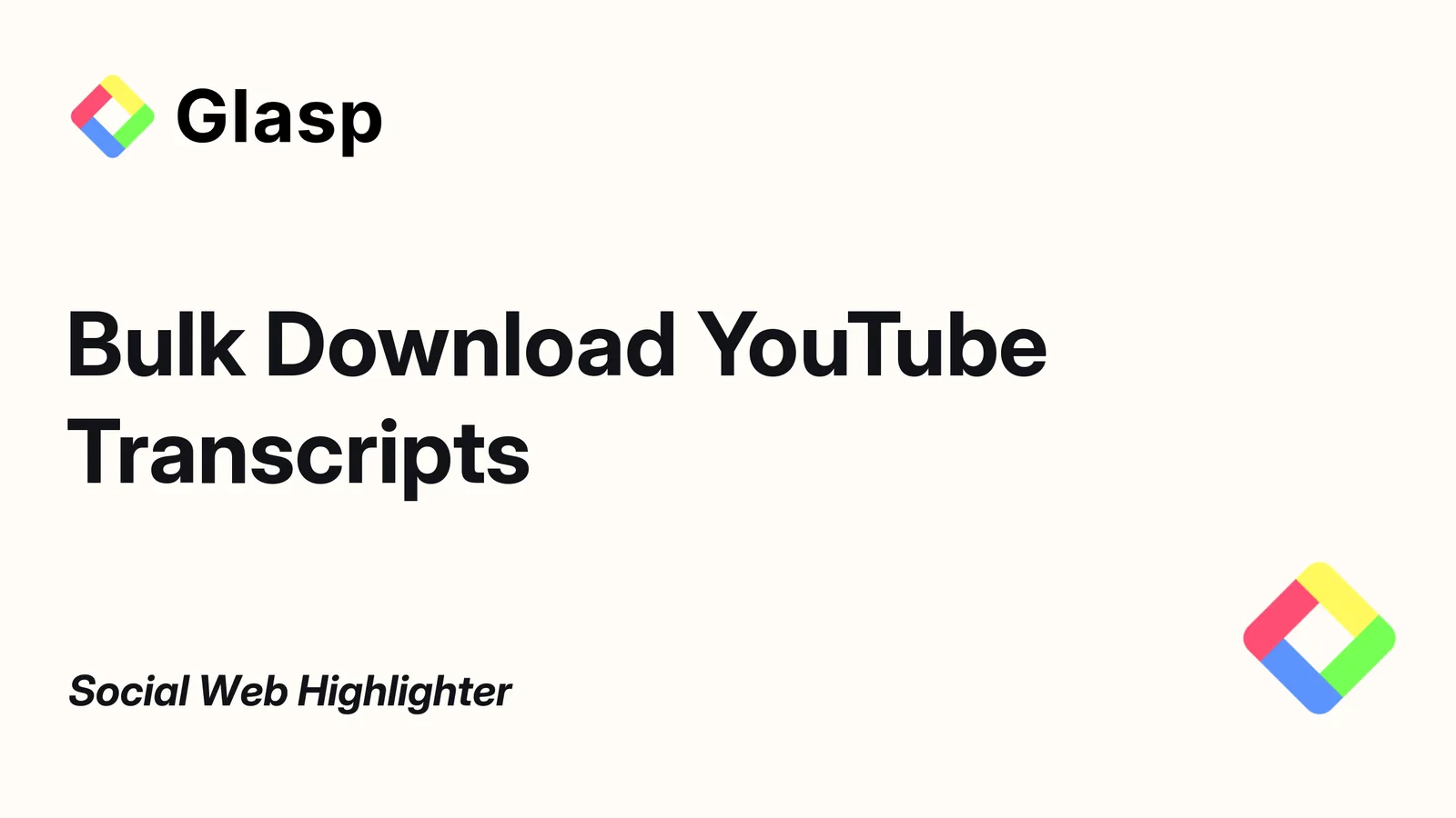 Bulk downloading YouTube transcripts from your channel in Glasp