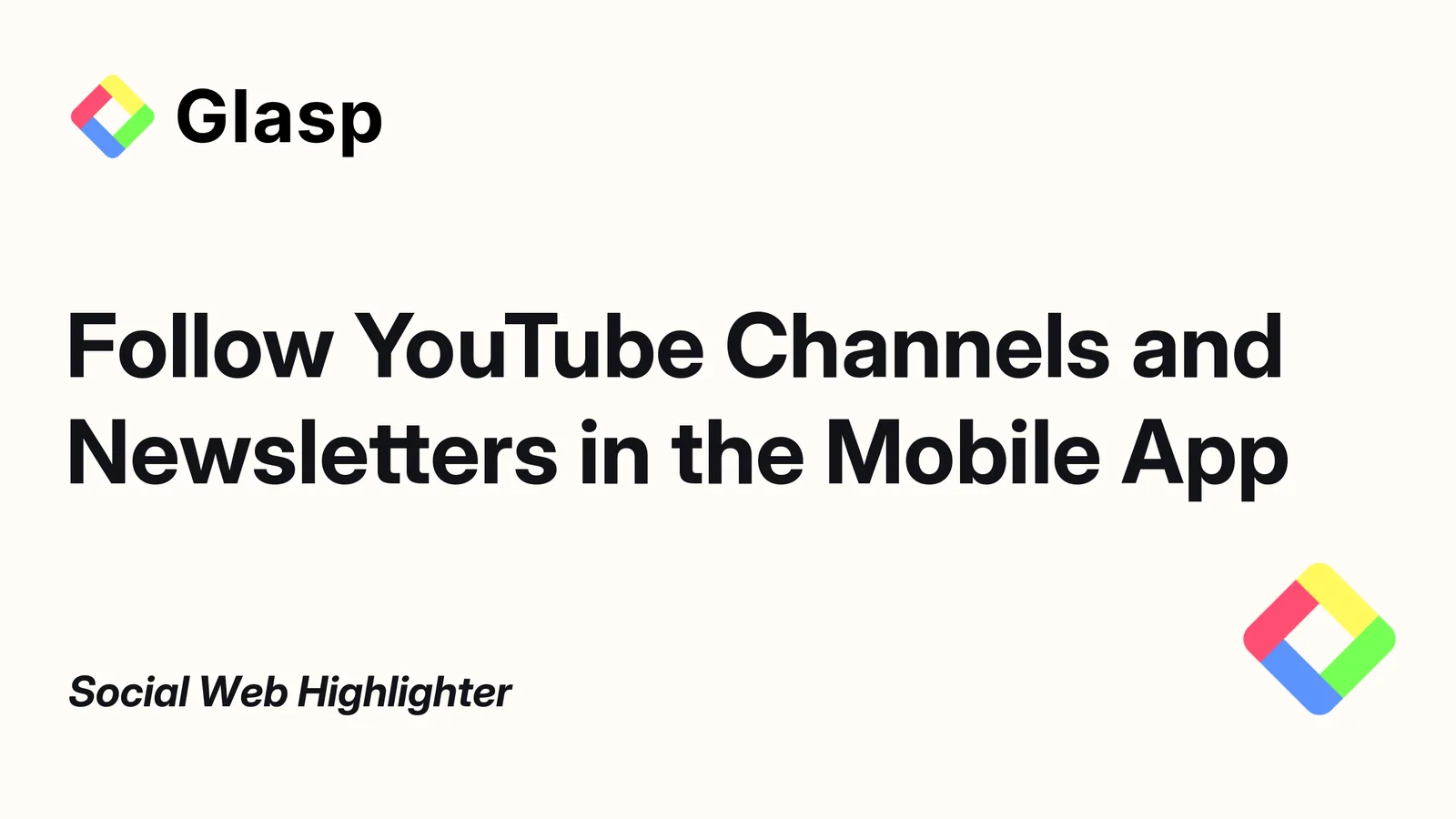 Siga canais do YouTube e newsletters no aplicativo móvel do Glasp