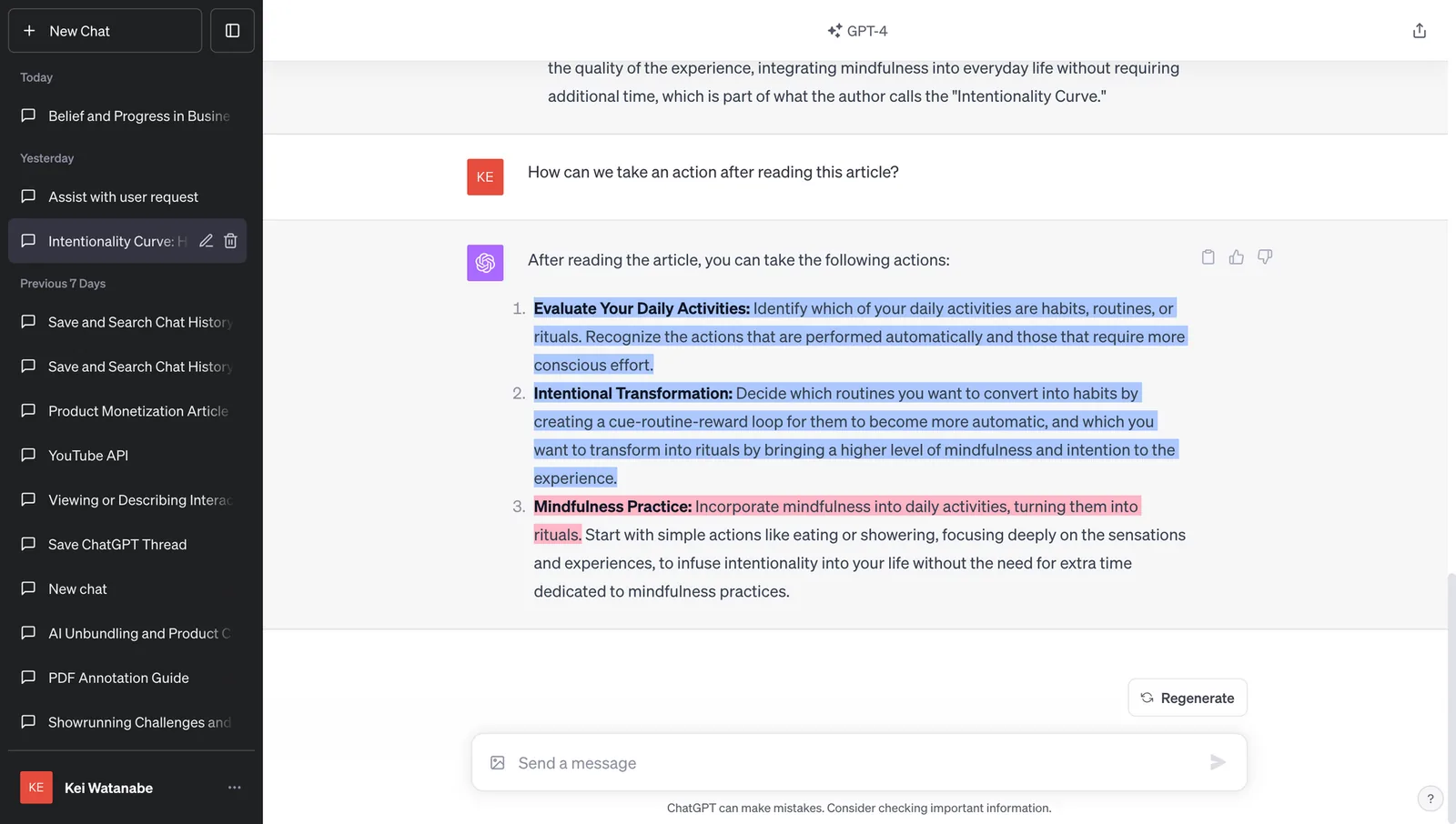 Reopening the original chat from a highlight