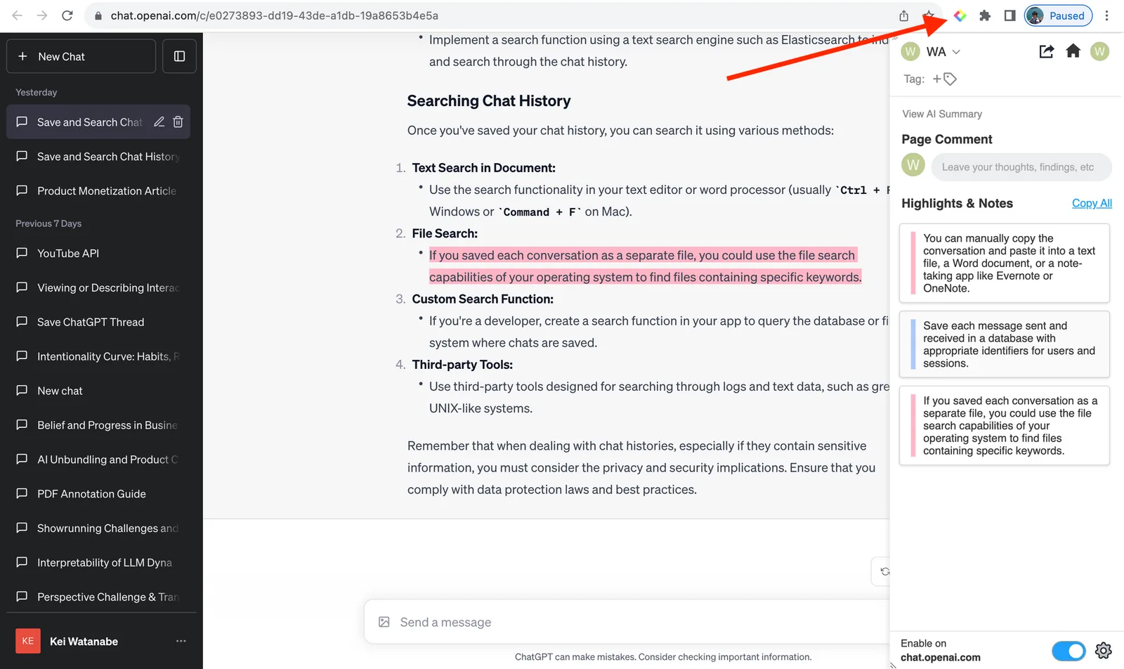 The highlighted answer and the Glasp sidebar