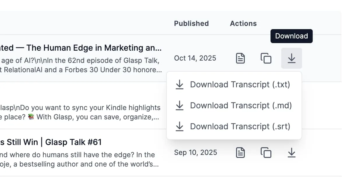 Downloading a single video's transcript